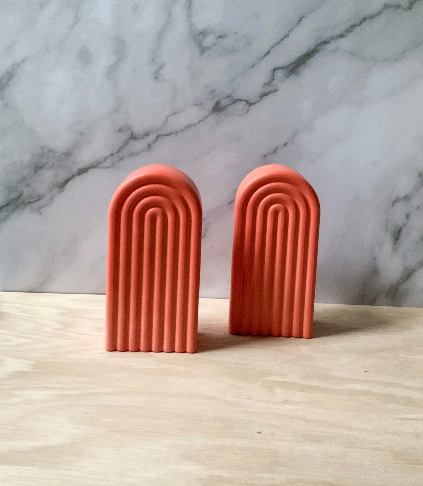 Colorful Cement Arch Bookend Set for Modern Homes and Minimalist Decor