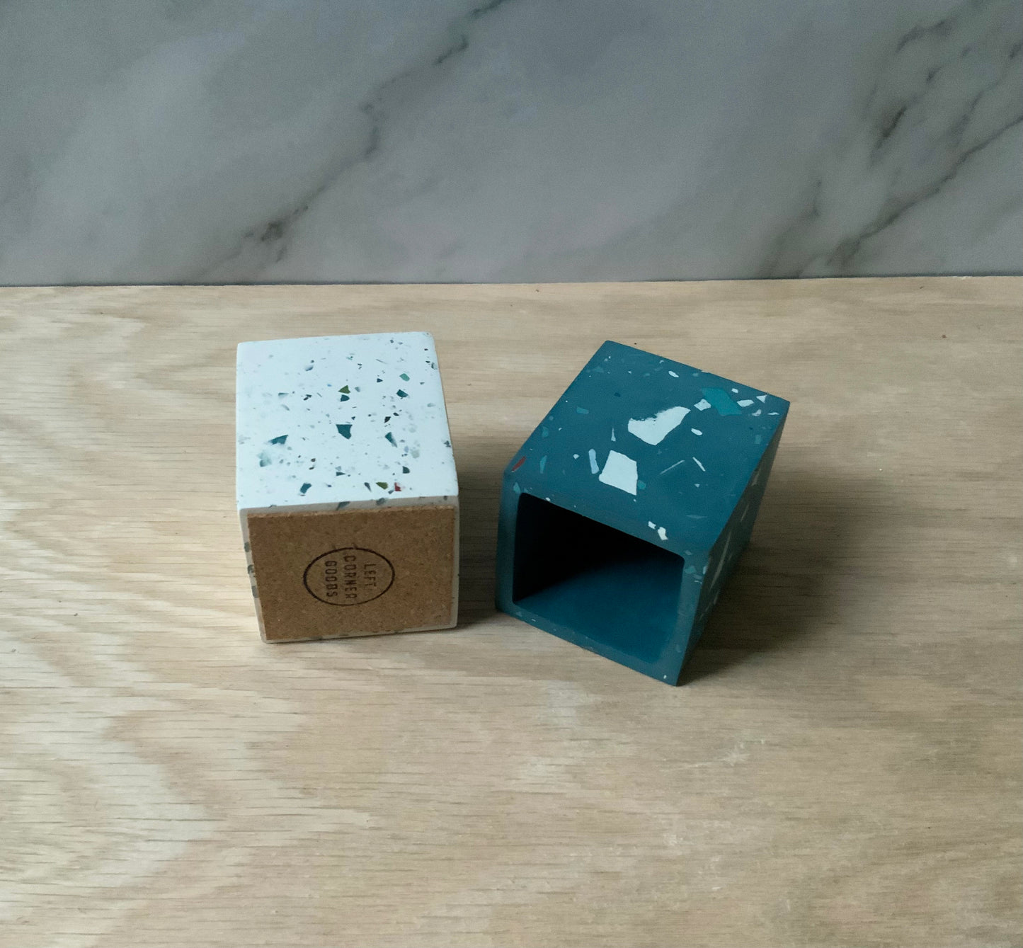 Terrazzo Square Organization Cup | Concrete storage pot | Bathroom accessories | Modern cement home decor