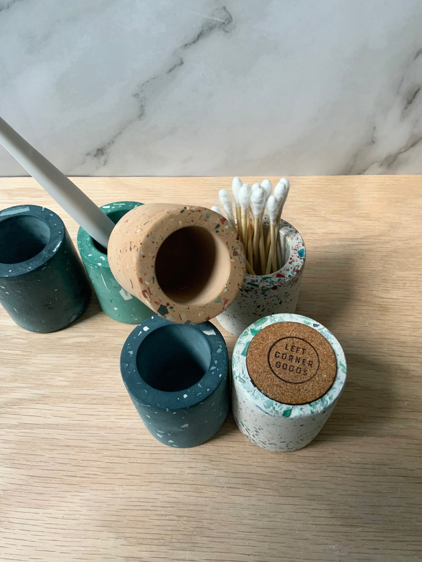 Terrazzo Toothbrush Holder | Modern Bathroom Accessories | Single Cement Toothbrush Stand | Razor Stand