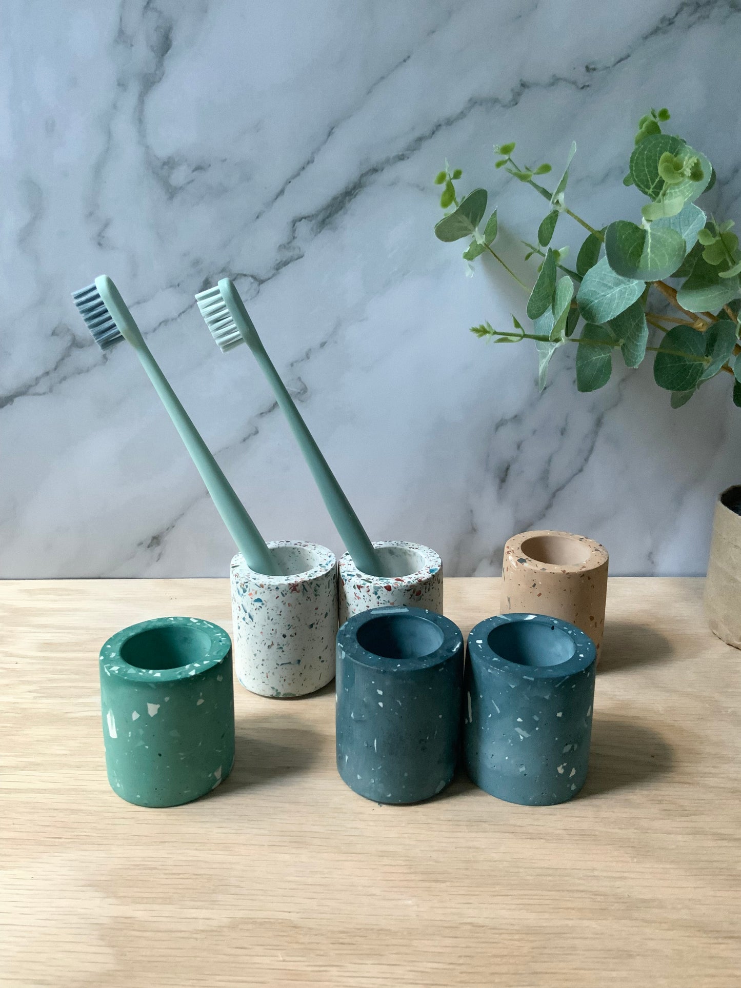 Terrazzo Toothbrush Holder | Modern Bathroom Accessories | Single Cement Toothbrush Stand | Razor Stand