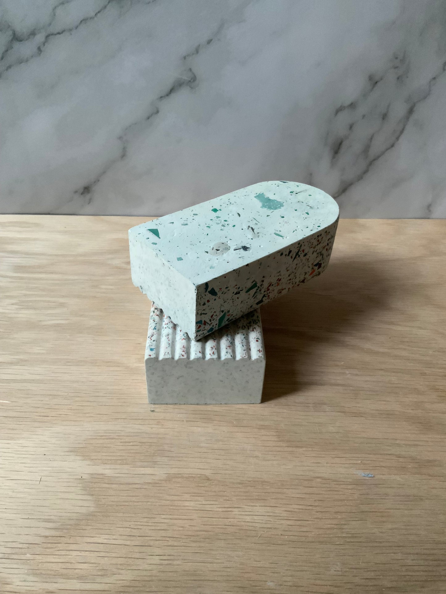 Terrazzo Arch Bookend set | Modern home decor | concrete stone