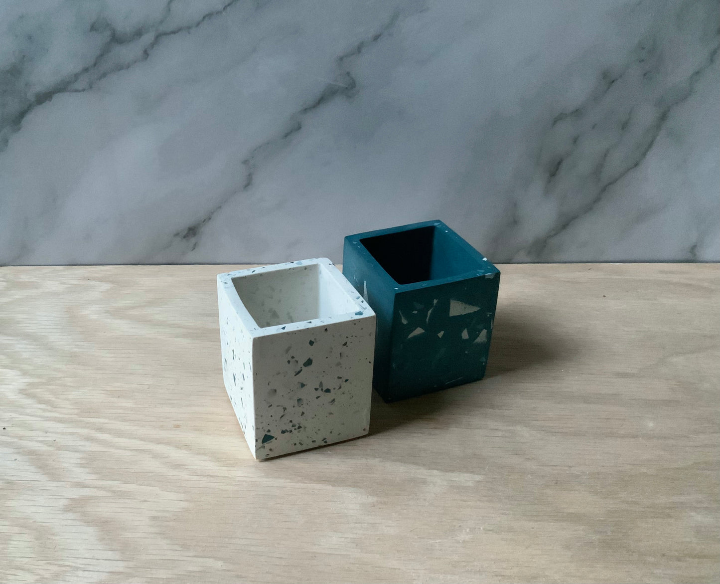 Terrazzo Square Organization Cup | Concrete storage pot | Bathroom accessories | Modern cement home decor