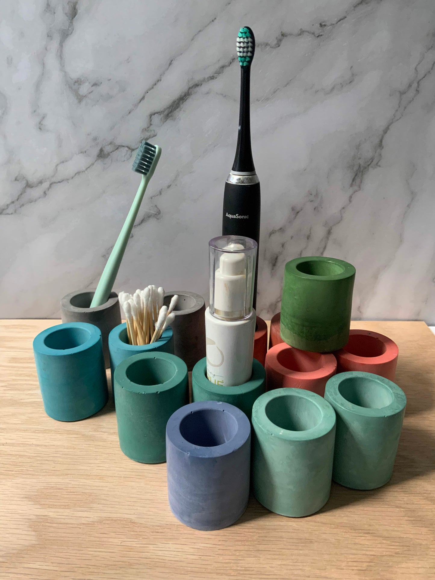 Toothbrush Holder | Modern Bathroom Accessories | Single Cement Toothbrush Stand | Razor Stand