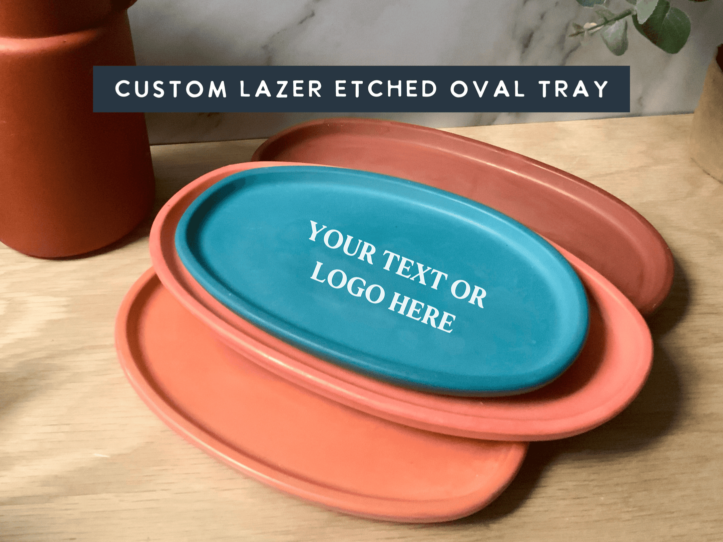 Personalized Concrete Oval Tray | candle catch all | Plant tray