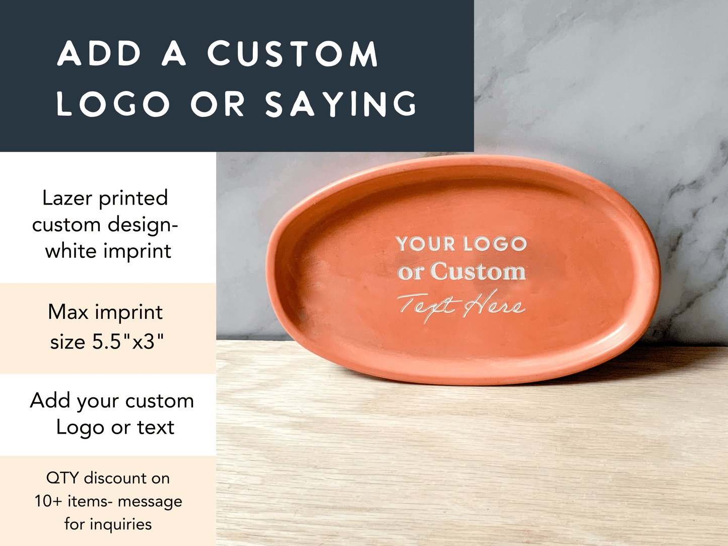 Personalized Concrete Oval Tray | candle catch all | Plant tray