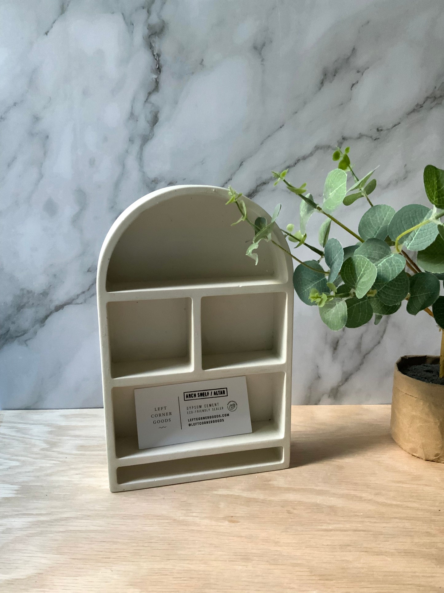 Modern Cement Trinket Arch Shelf for Decorative Storage, Miniature Display, Boho Freestanding Decor