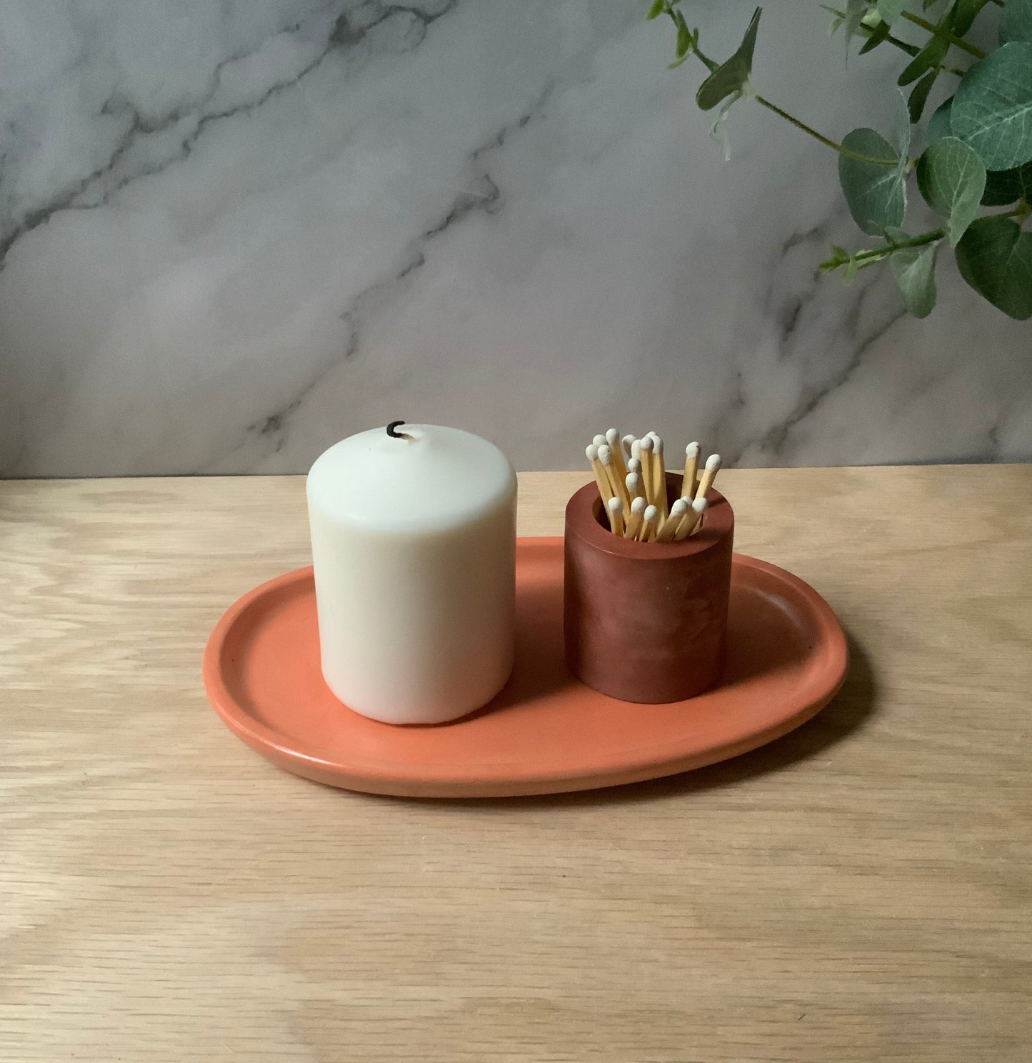 Personalized Concrete Oval Tray | candle catch all | Plant tray