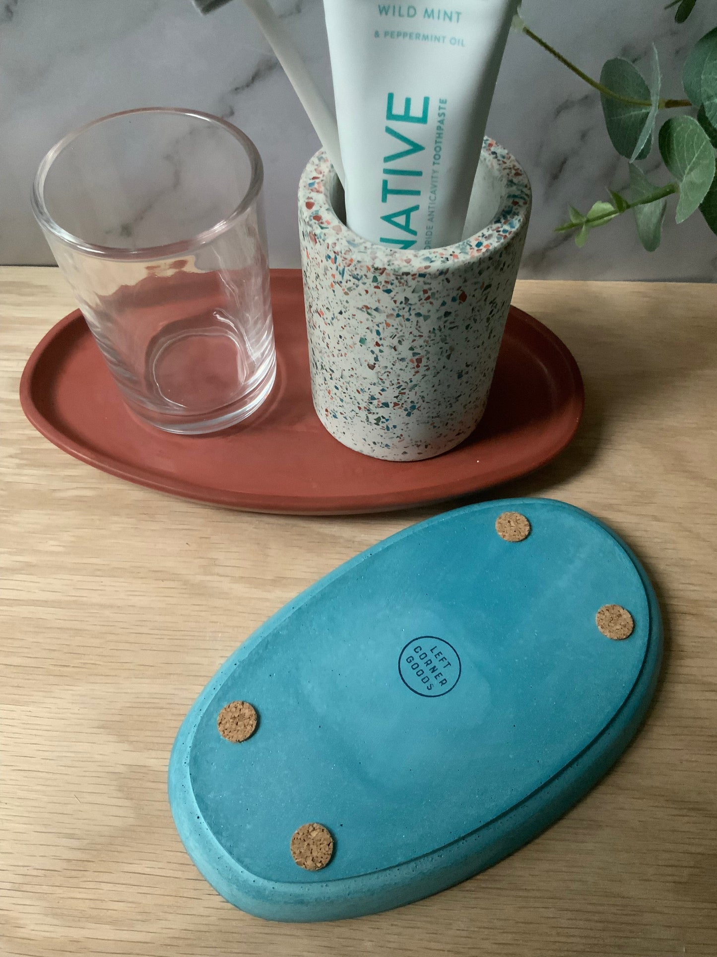 Personalized Concrete Oval Tray | candle catch all | Plant tray
