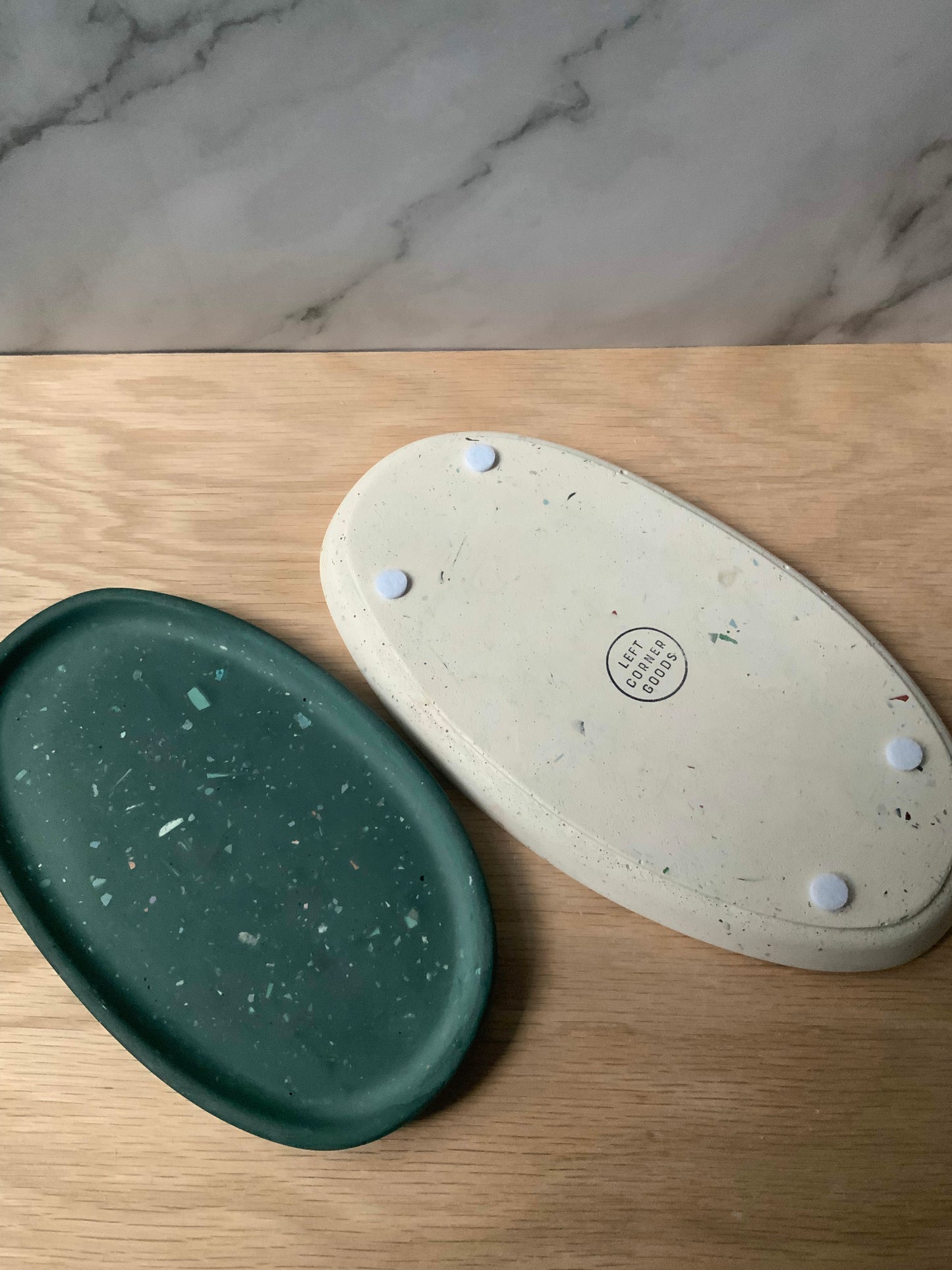 Concrete terrazzo Oval Tray | candle catch all | Organic shape Plant tray | Modern Cement Trinket Tray