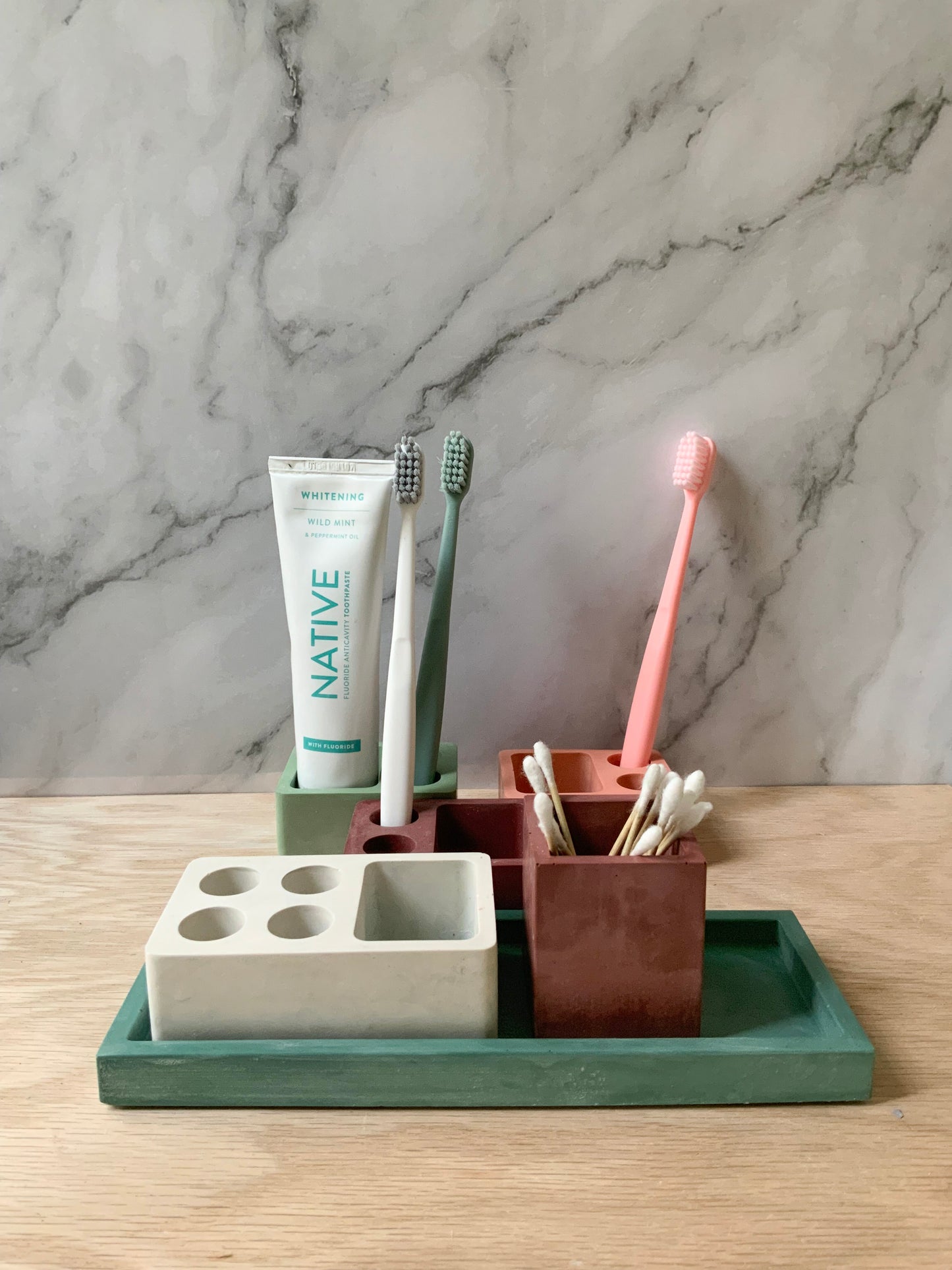 Terrazzo Square Organization Cup | Concrete storage pot | Bathroom accessories | Modern cement home decor