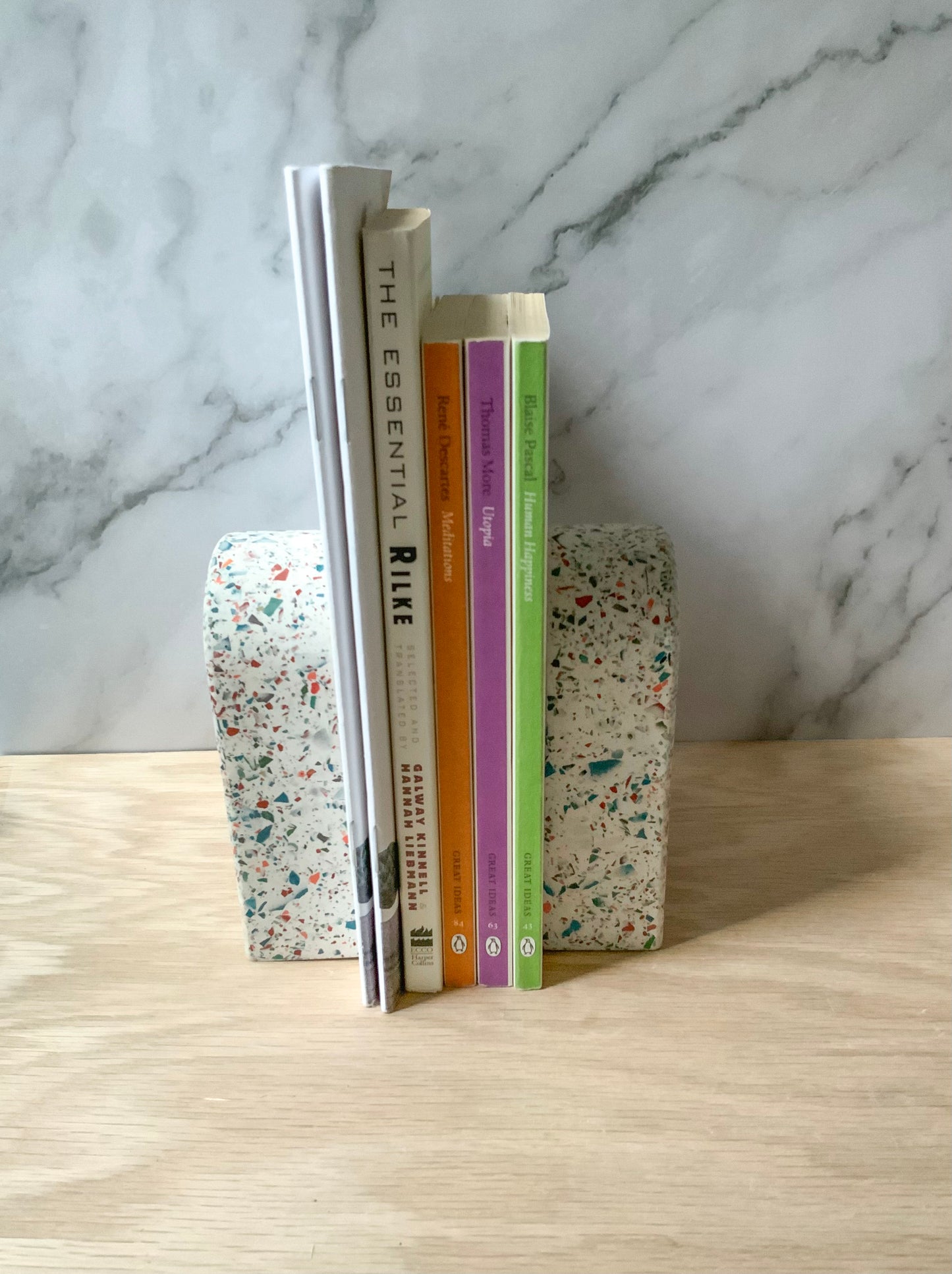 Terrazzo Arch Bookend set | Modern home decor | concrete stone