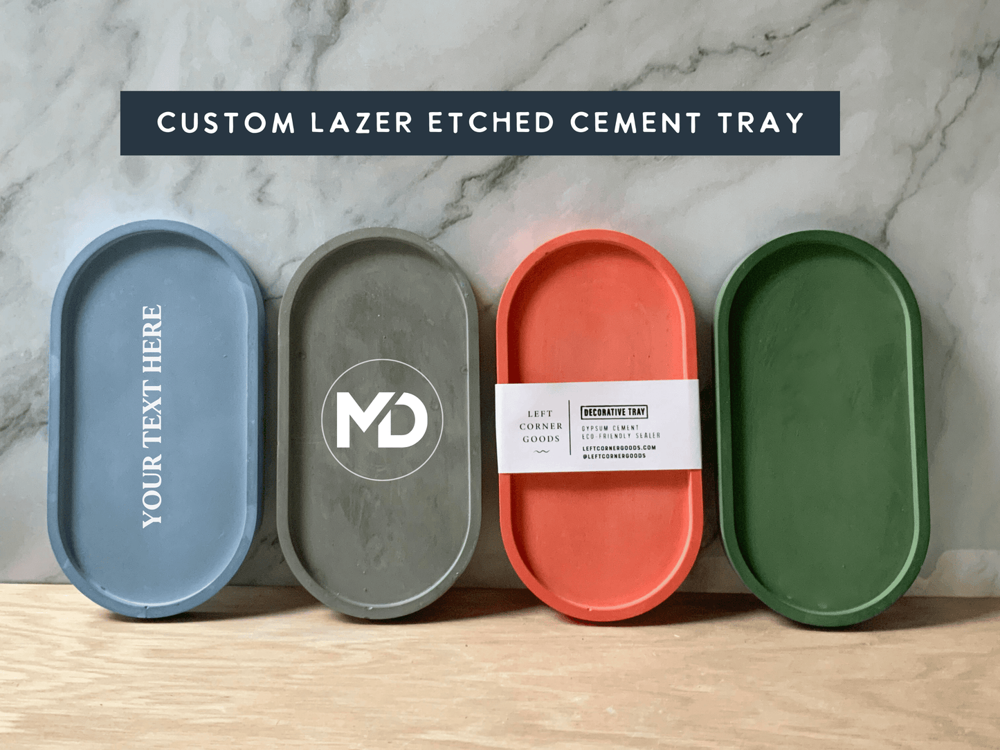 Personalized Concrete Oval Tray | candle tray | trinket tray modern
