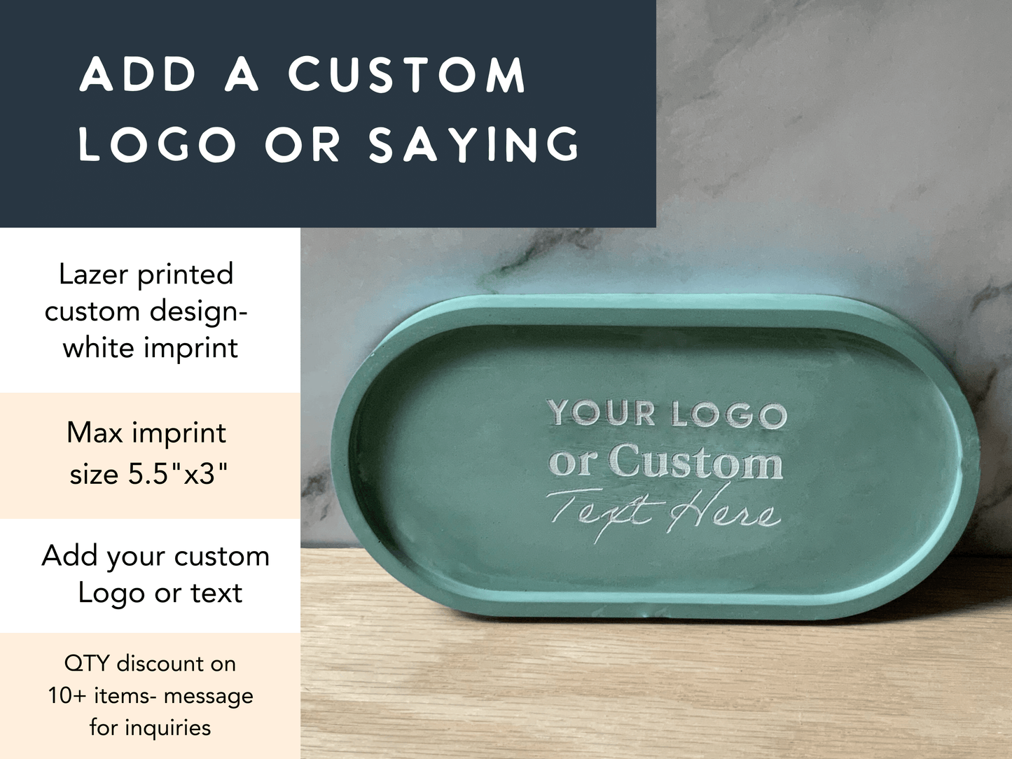 Personalized Concrete Oval Tray | candle tray | trinket tray modern