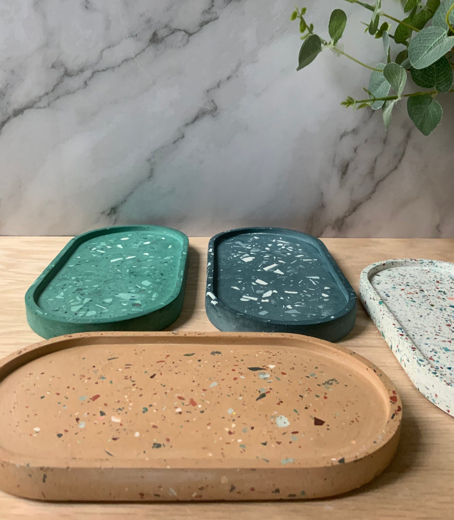 Terrazzo Concrete Oval Tray | candle tray | trinket tray modern