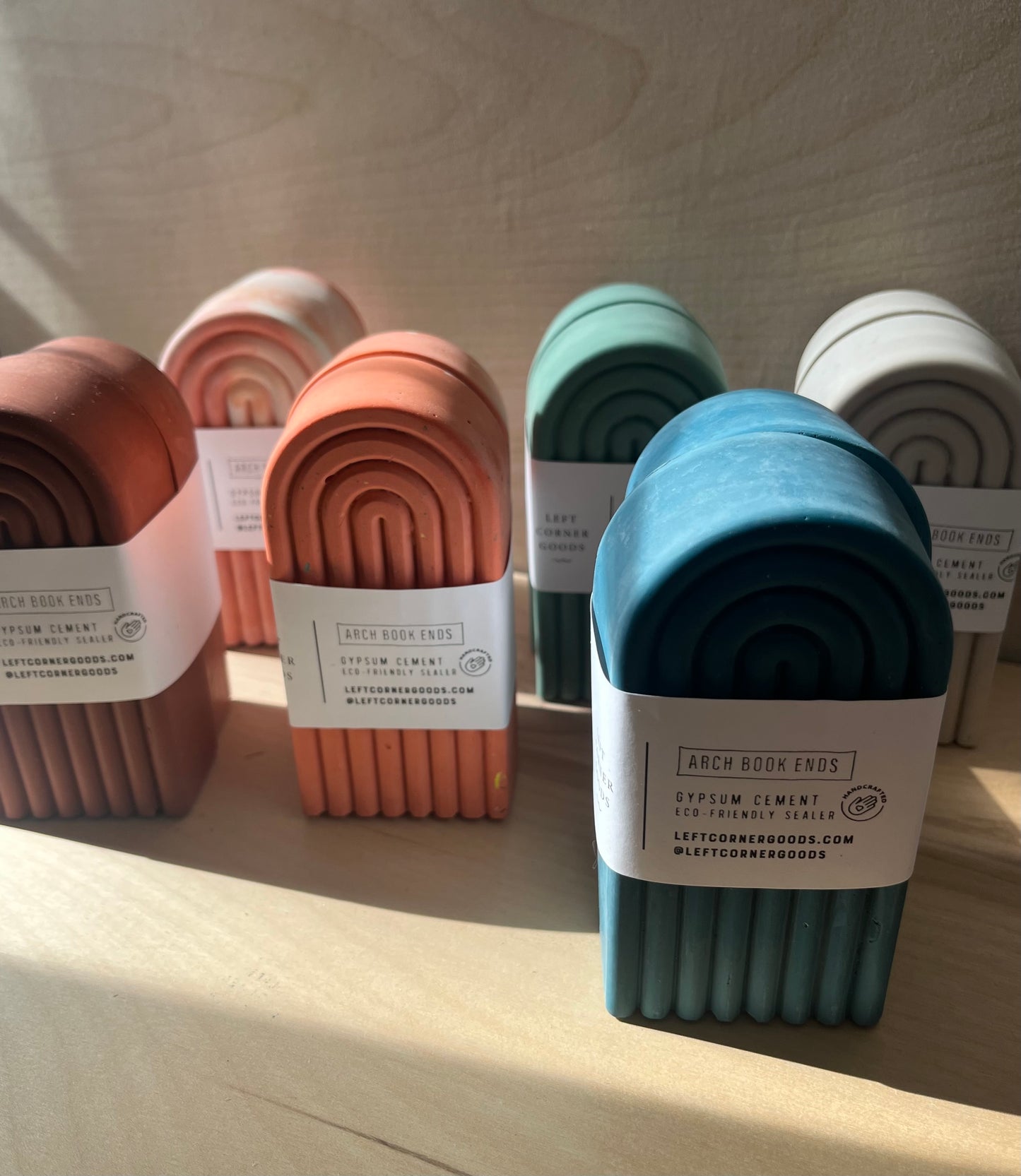 Colorful Cement Arch Bookend Set for Modern Homes and Minimalist Decor