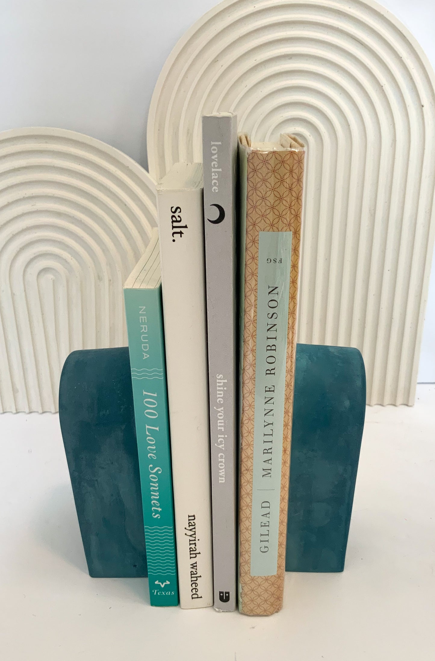 Colorful Cement Arch Bookend Set for Modern Homes and Minimalist Decor