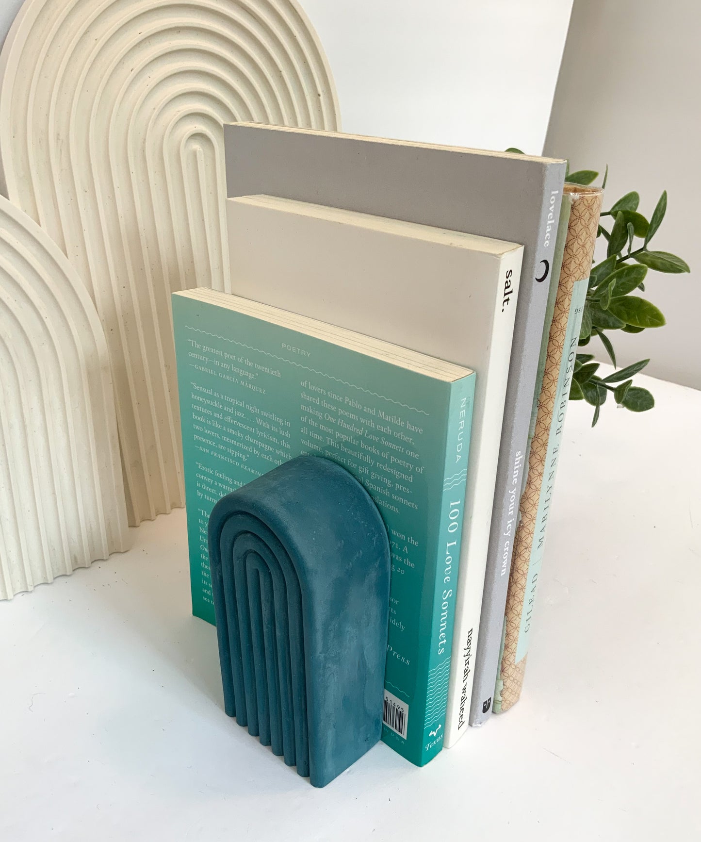 Colorful Cement Arch Bookend Set for Modern Homes and Minimalist Decor