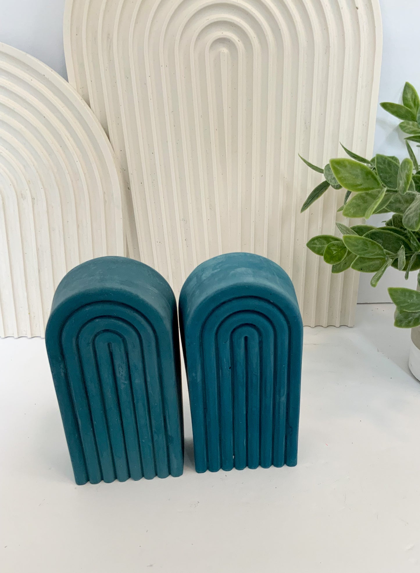Colorful Cement Arch Bookend Set for Modern Homes and Minimalist Decor
