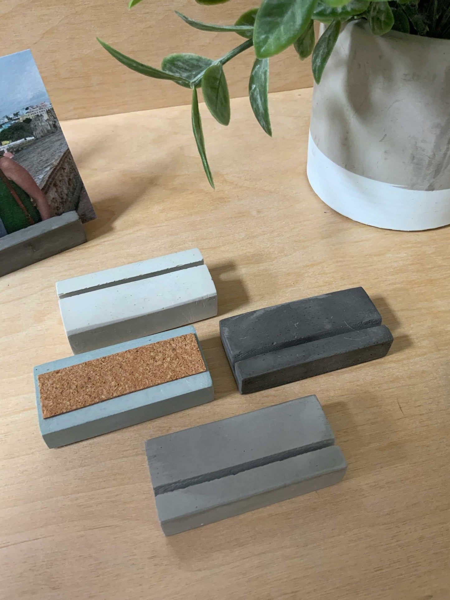 Photo and Business card Holder | photo stand set concrete stone