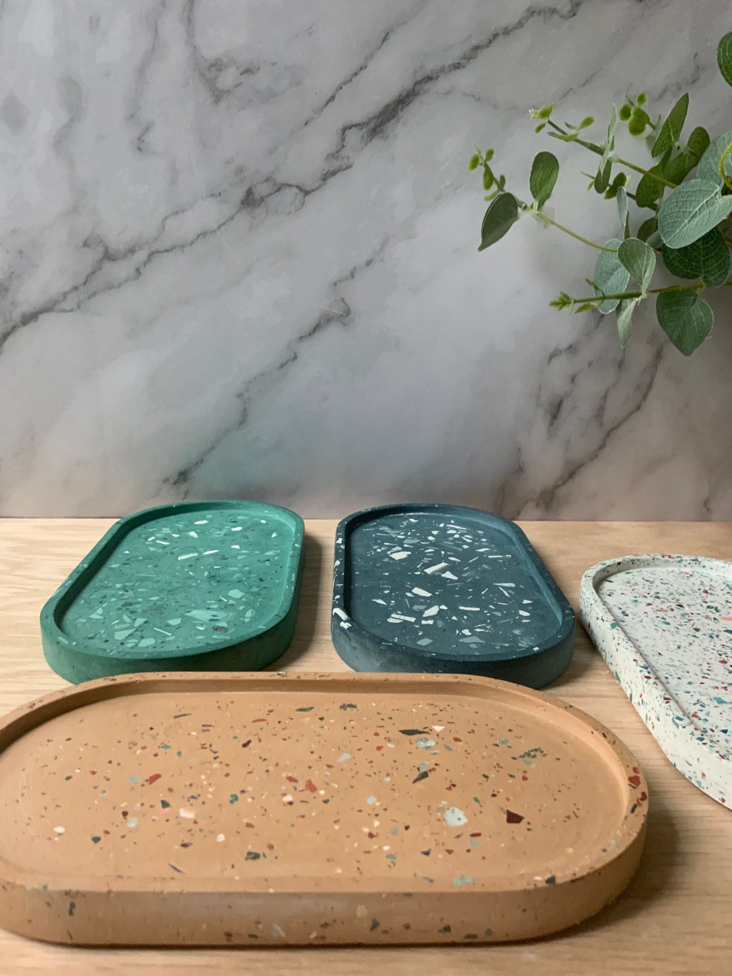 Terrazzo Concrete Oval Tray | candle tray | trinket tray modern