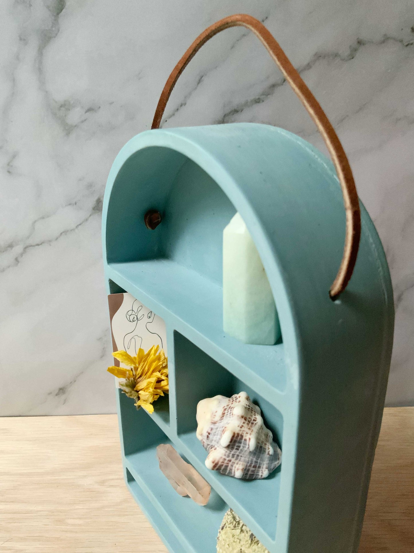 Modern Cement Trinket Arch Shelf for Decorative Storage, Miniature Display, Boho Freestanding Decor