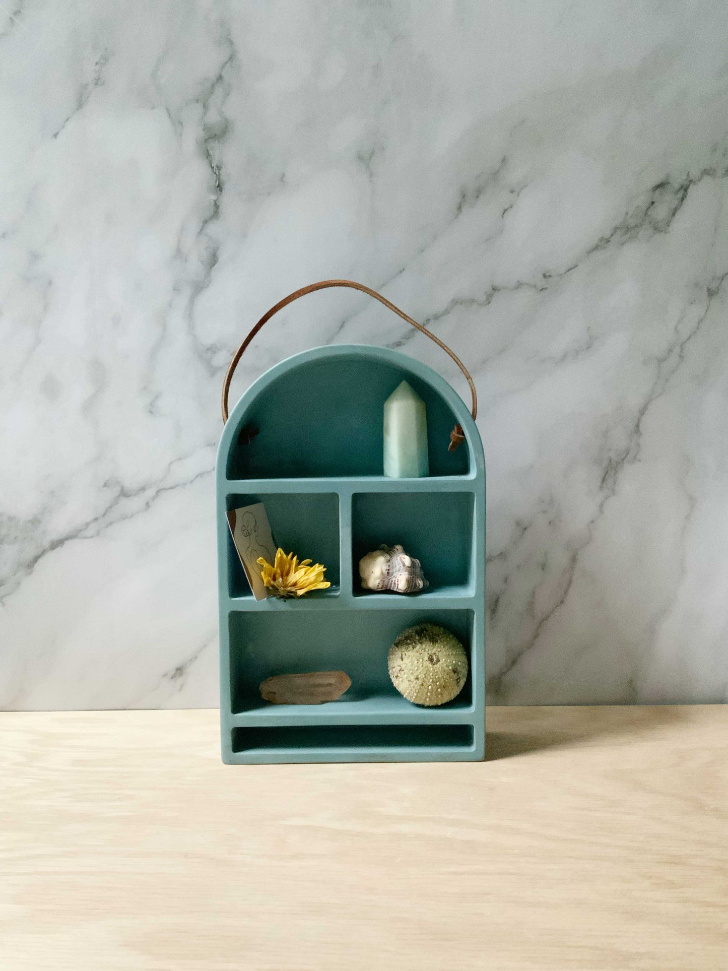 Modern Cement Trinket Arch Shelf for Decorative Storage, Miniature Display, Boho Freestanding Decor