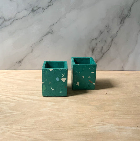 Terrazzo Square Organization Cup | Concrete storage pot | Bathroom accessories | Modern cement home decor