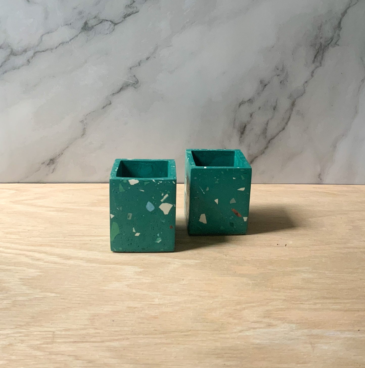 Terrazzo Square Organization Cup | Concrete storage pot | Bathroom accessories | Modern cement home decor