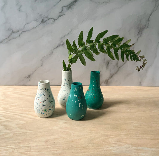 Miniature Bud Vases Terrazzo | Gypsum Cement | Small Flower Vases | Air Plant Holders | Concrete home decor