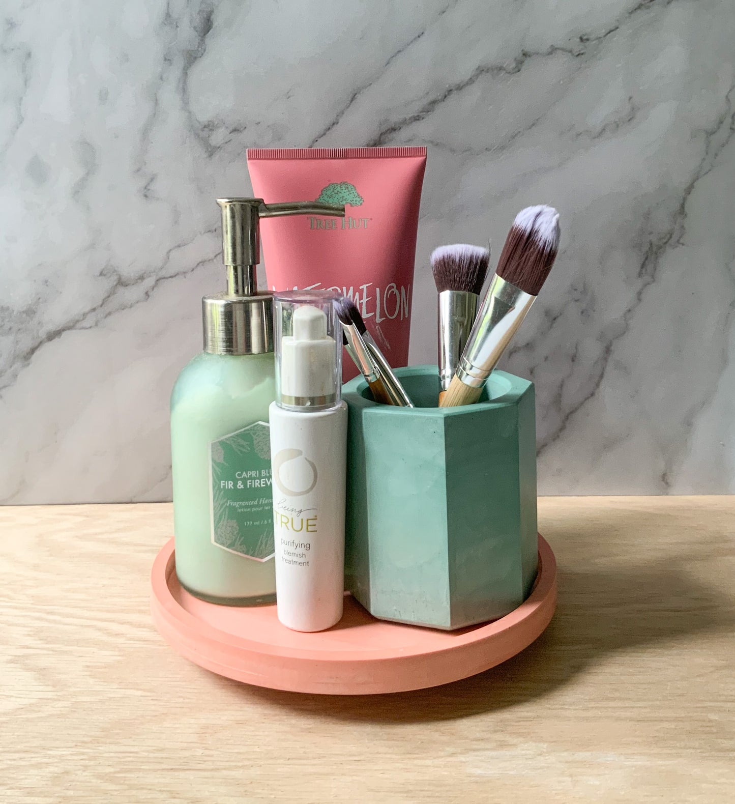 Storage Container stone | Gypsum Cement bathroom organizer | Jewelry Storage | Concrete Jar With Lid | Cotton pad storage