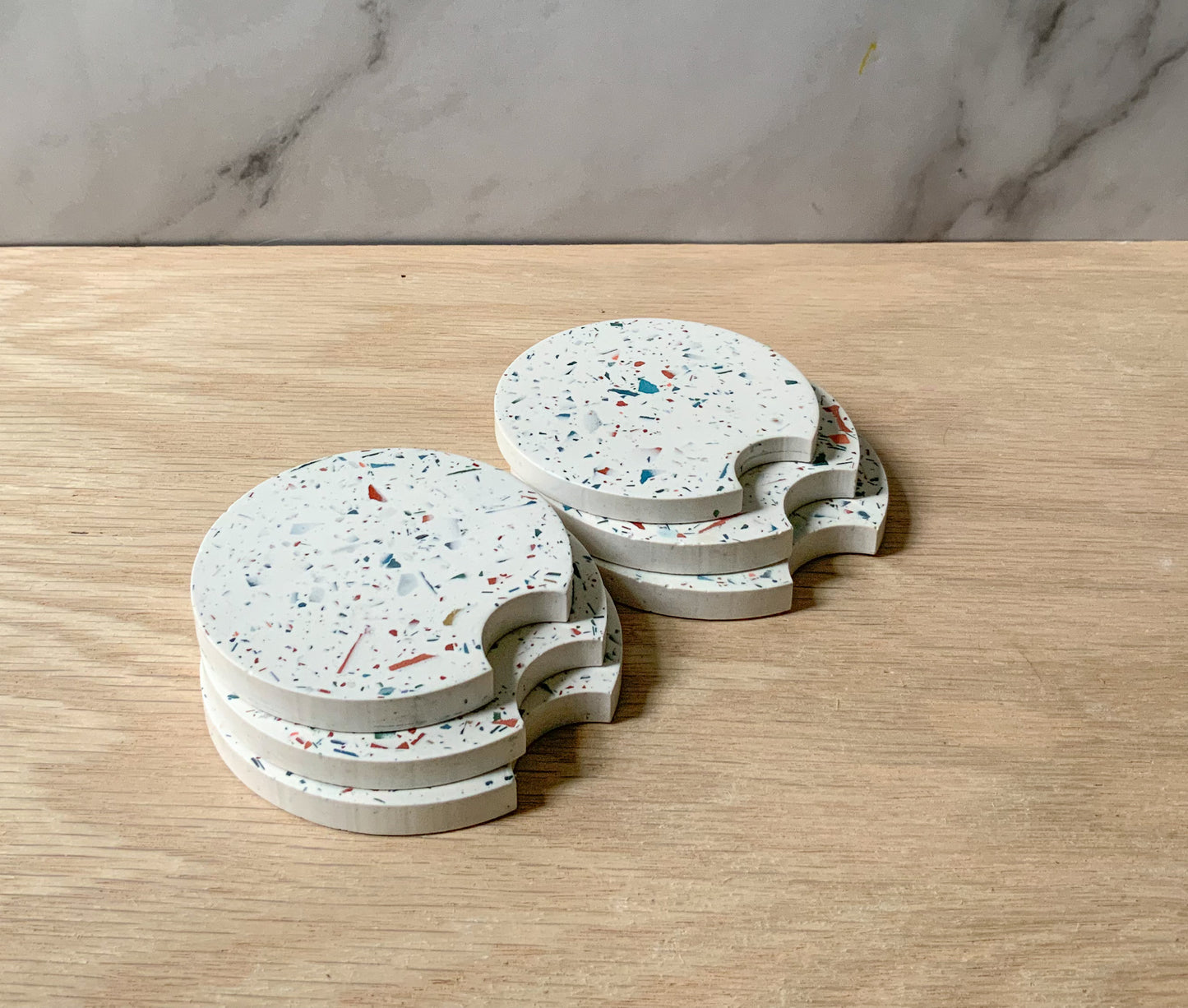Unique Handmade Terrazzo Cement Car Cup Holder Insert Set
