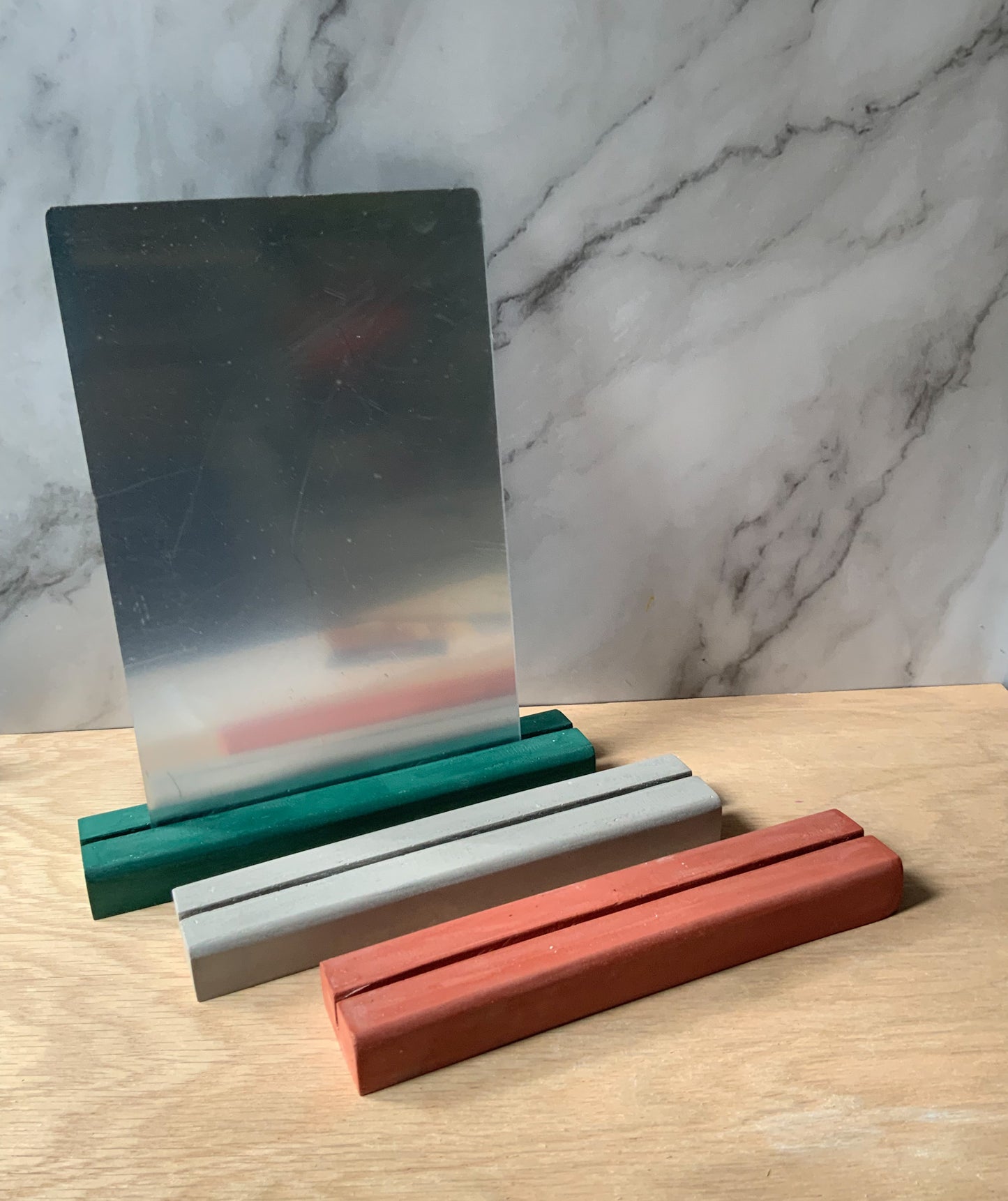 Acrylic and Cement Sign Stand | Industrial Table Number Holder | Photo Display