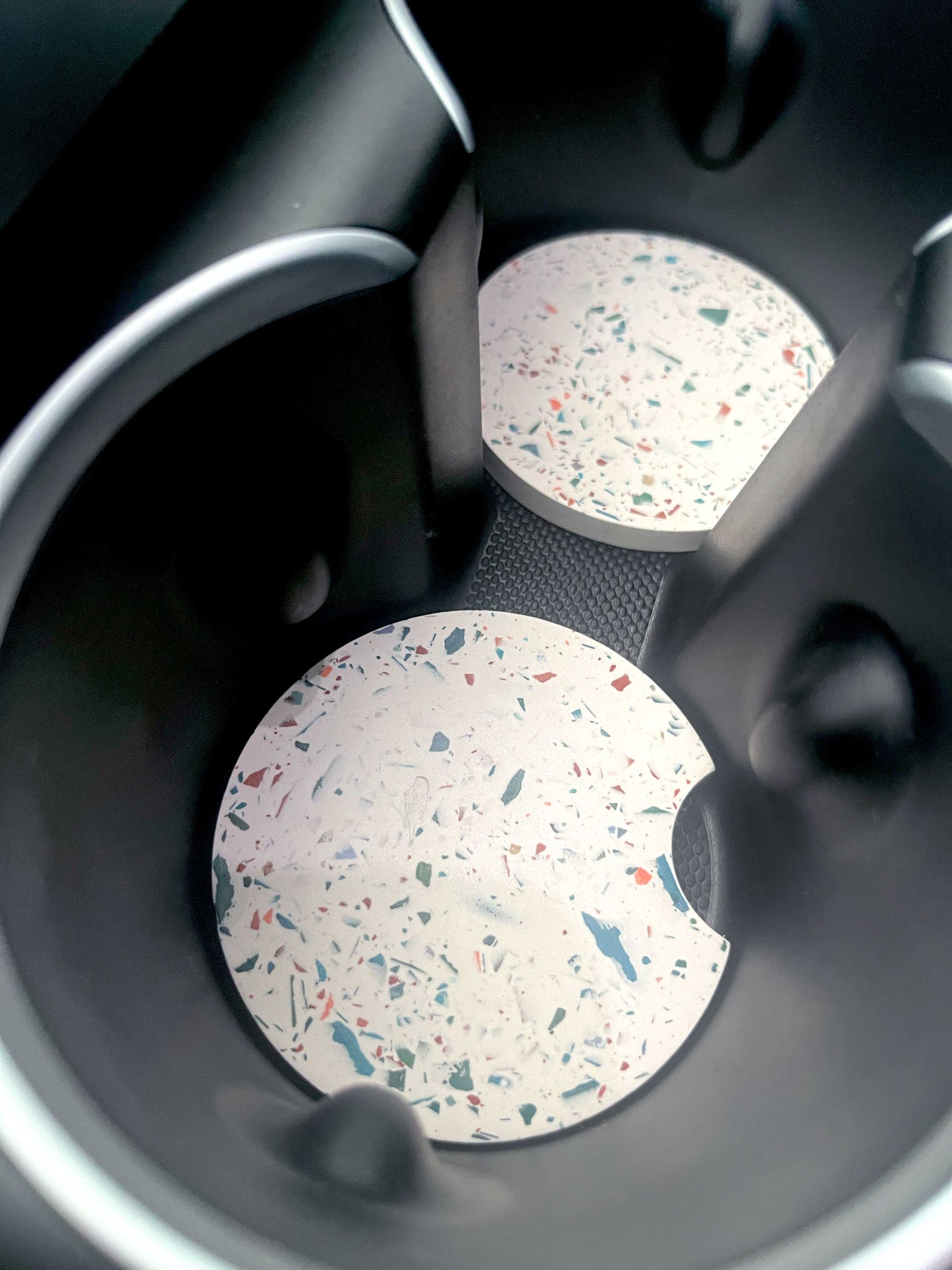 Unique Handmade Terrazzo Cement Car Cup Holder Insert Set