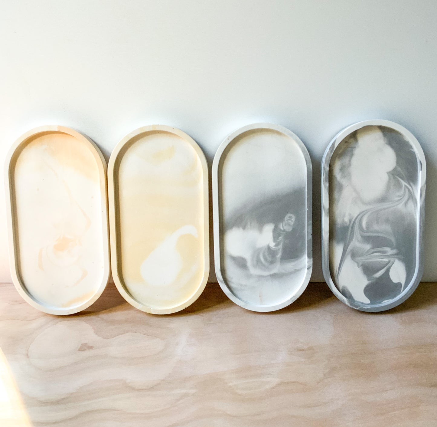 Minimalist Marbled Concrete Tray - Decorative Home Oval Centerpiece