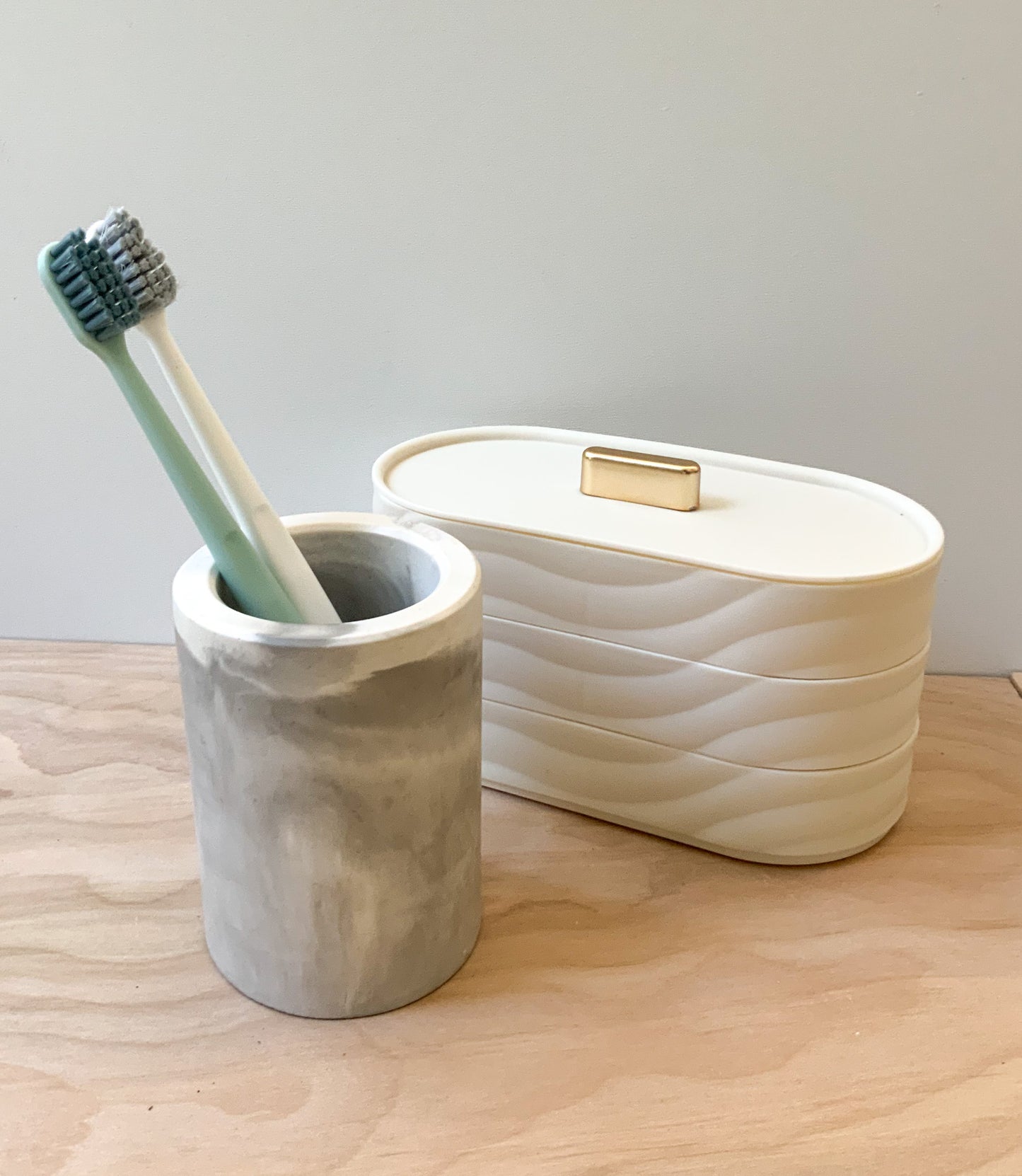 Marble looking storage cup pen pot | Desk Storage | Office set | Cement home decor