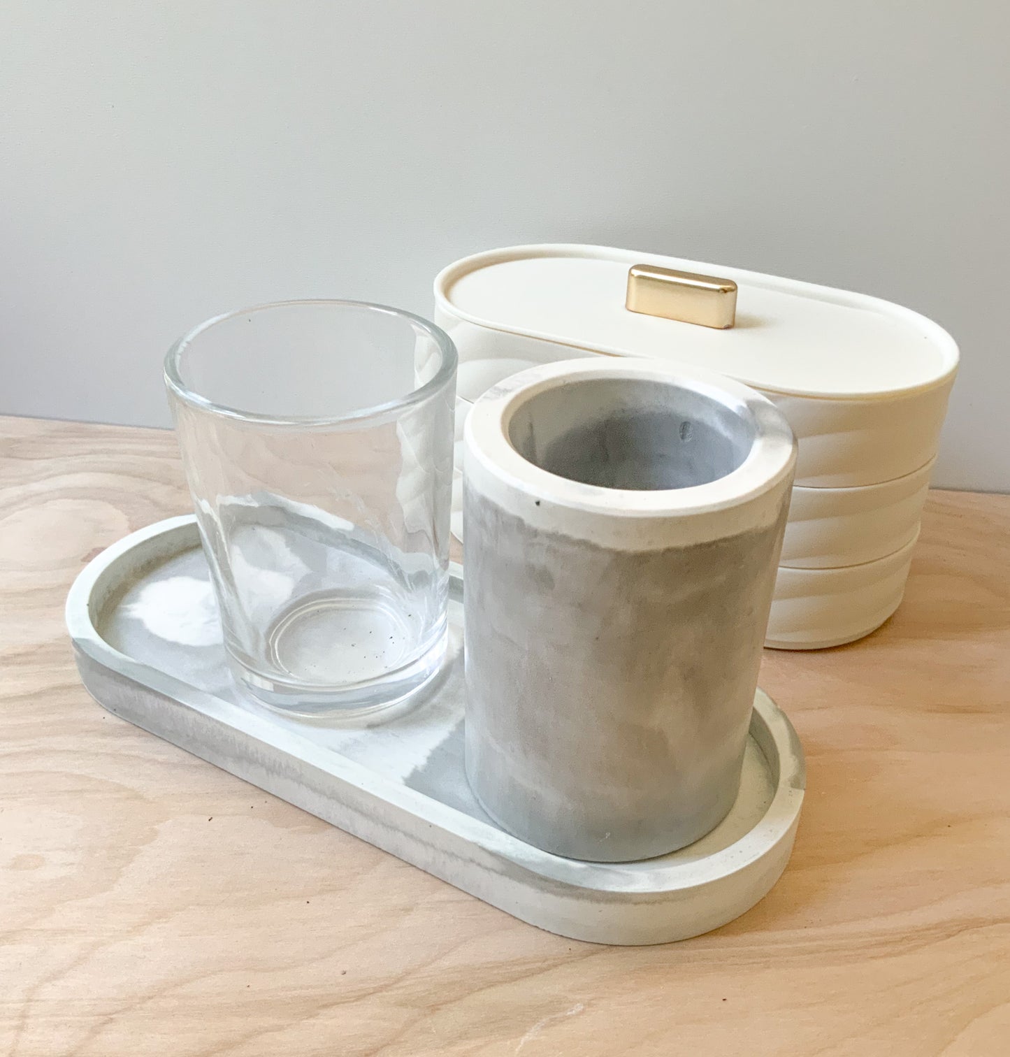 Marble looking storage cup pen pot | Desk Storage | Office set | Cement home decor