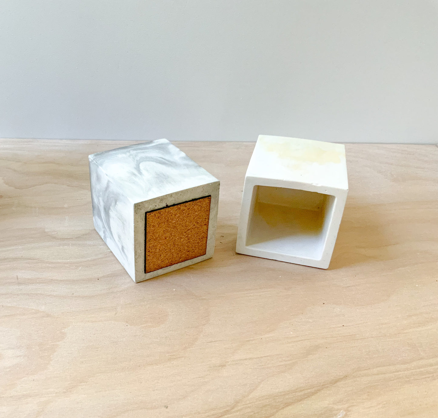 Small Black and White Minimalist Marble Cement Storage Organizer Cup for Desk or Bathroom