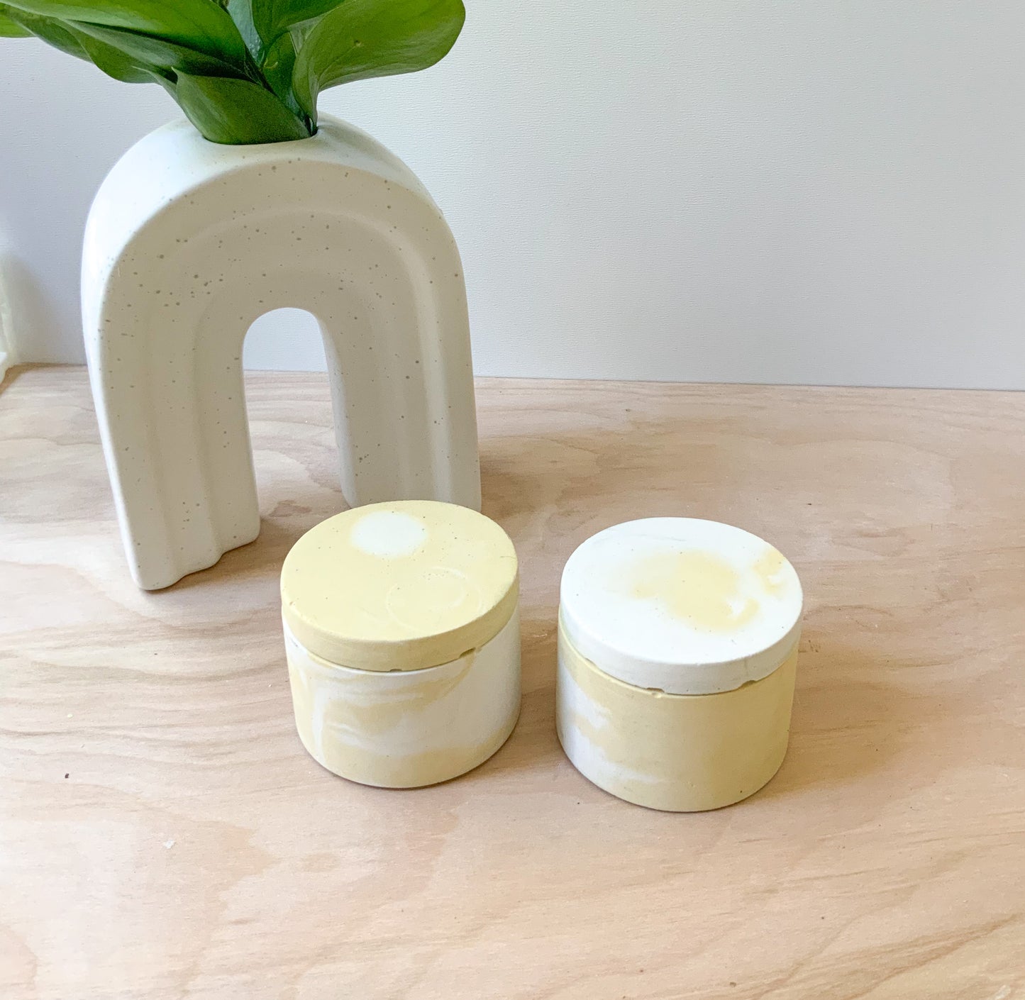 Handmade Marble Gypsum Container for Jewelry, Spices, Ear Buds, and Pills