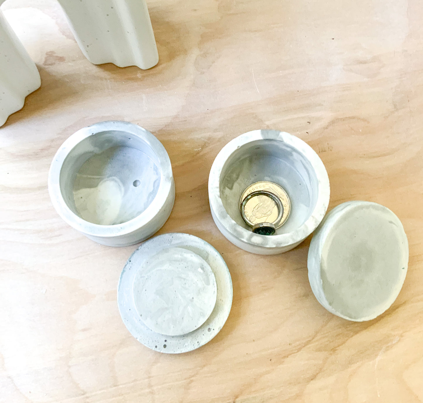 Handmade Marble Gypsum Container for Jewelry, Spices, Ear Buds, and Pills
