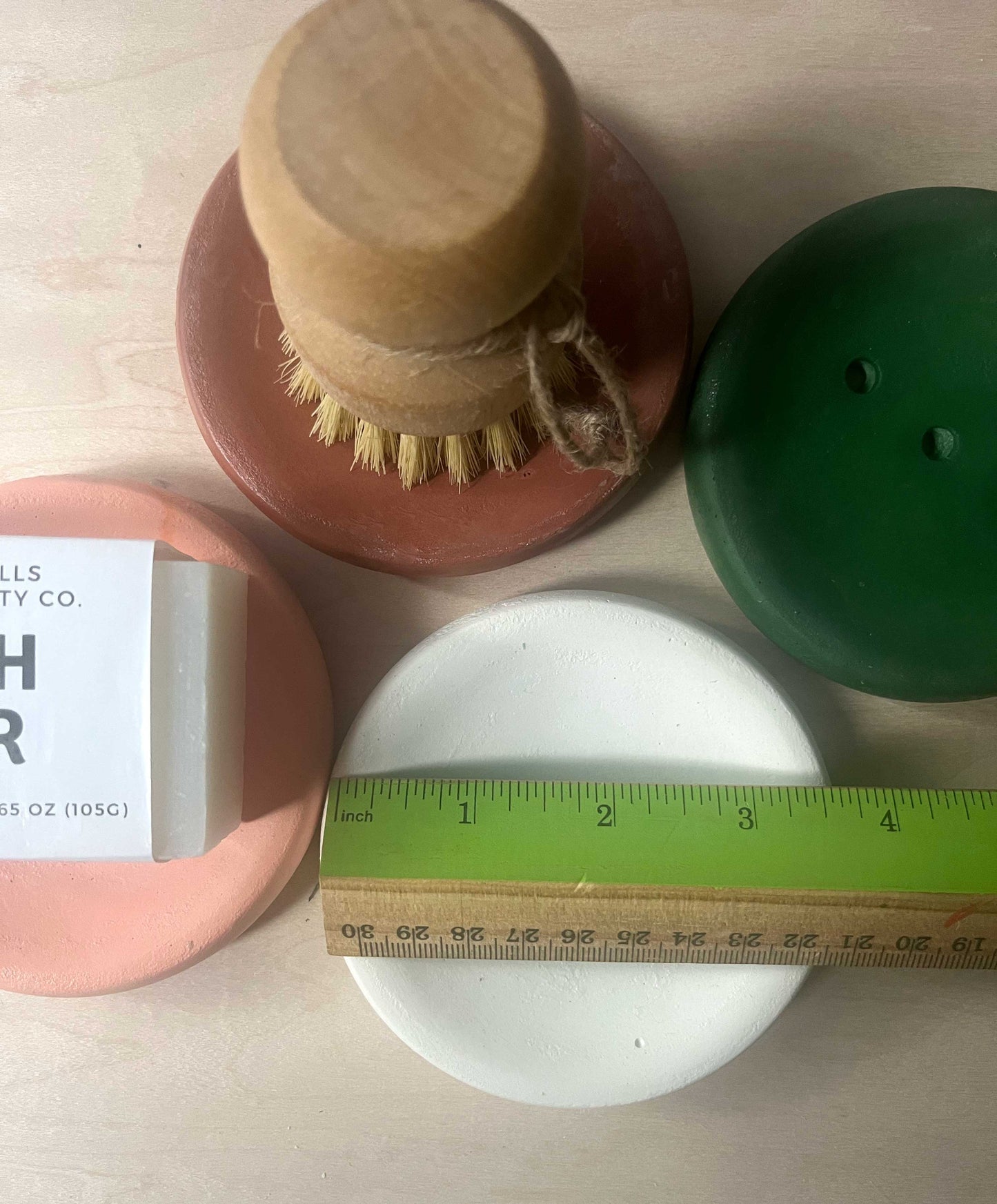 Terrazzo Round Soap Dish with Drainage Holes- Handmade Cement Decor