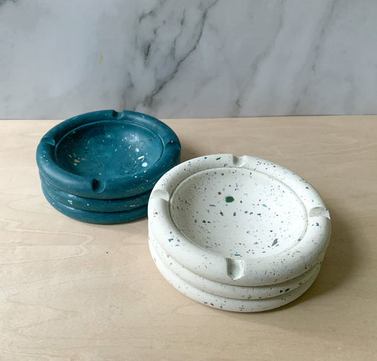 Terrazzo Cement Ashtray Modern Minimal Colorful Functional Decor