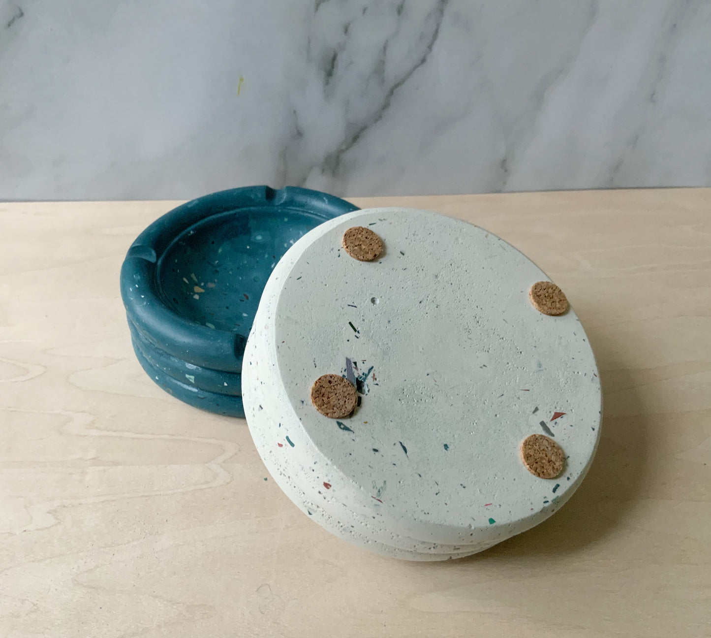 Terrazzo Cement Ashtray Modern Minimal Colorful Functional Decor