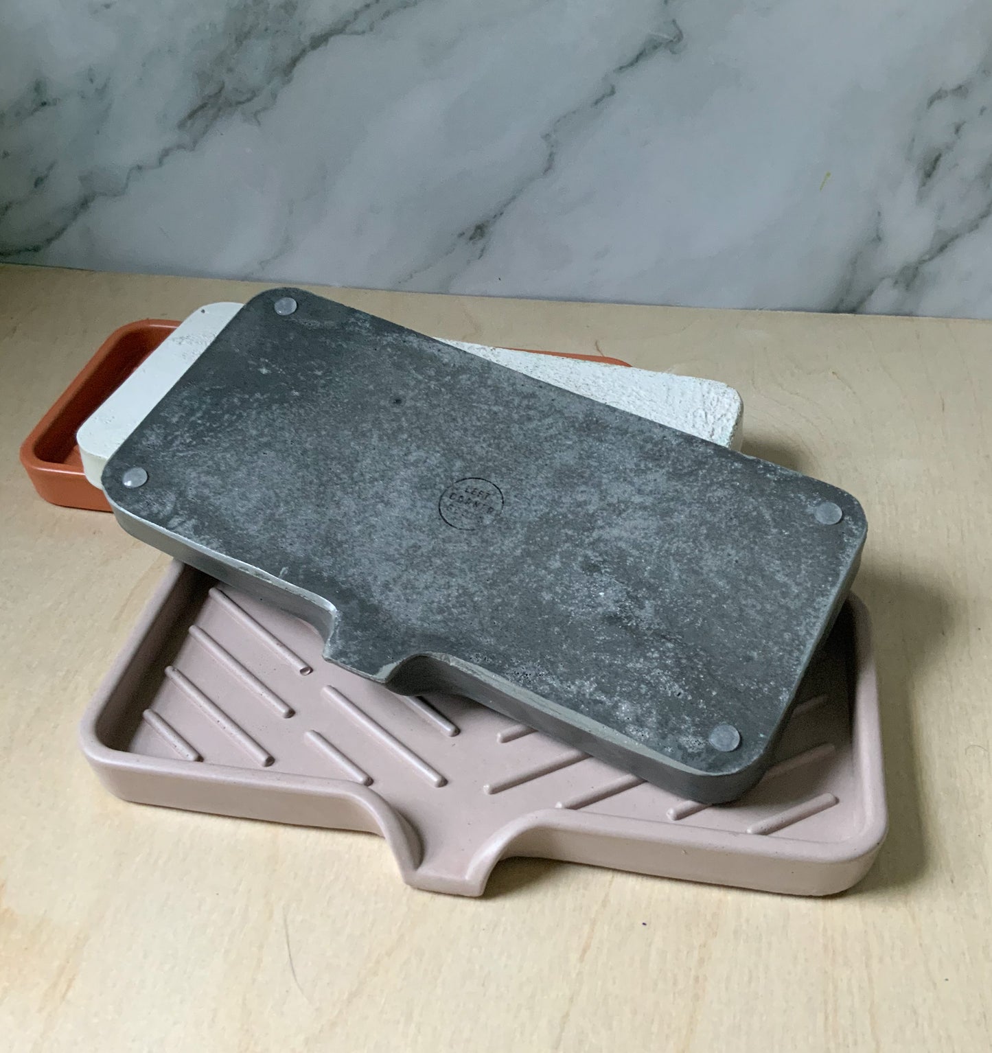 Colorful Concrete Stone Soap Dish with Drainage for Bathroom or Kitchen