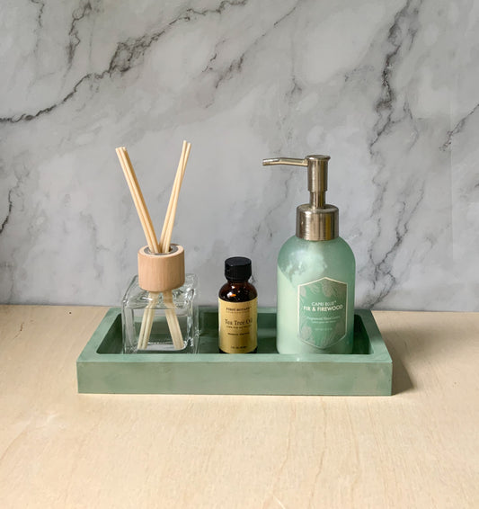 Concrete rectangle Tray Large | Candle or Soap Trivet | Modern Catchall Tray | Bathroom Tray