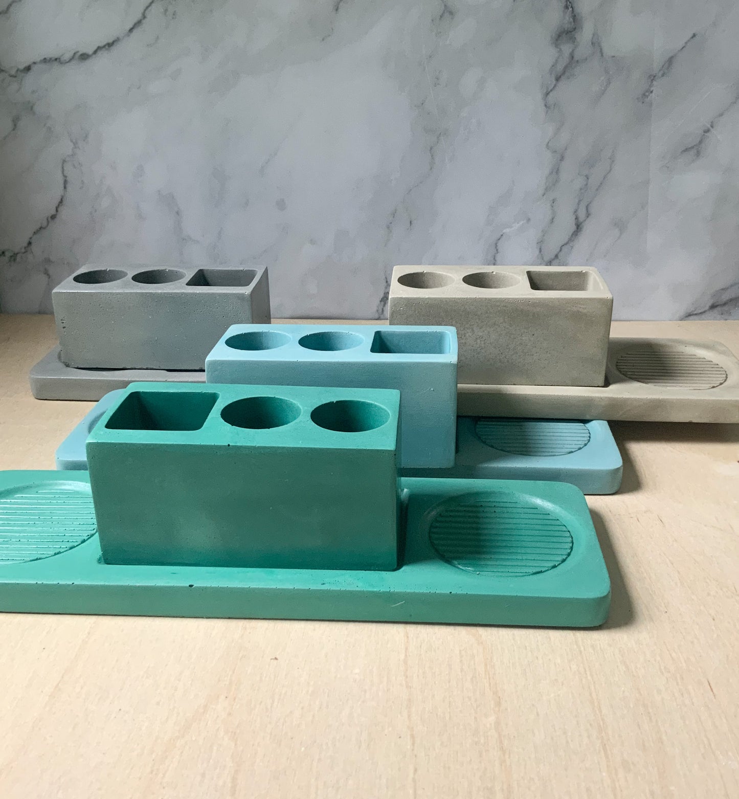 Stone Bathroom Organization Set | Minimal concrete decor