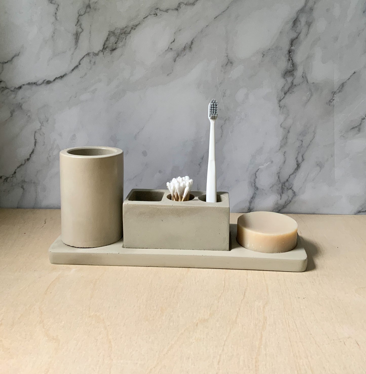 Stone Bathroom Organization Set | Minimal concrete decor