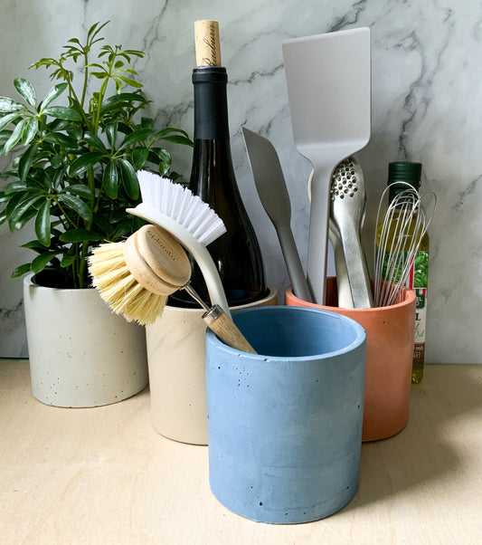 Industrial Concrete Kitchen Utensil Holder
