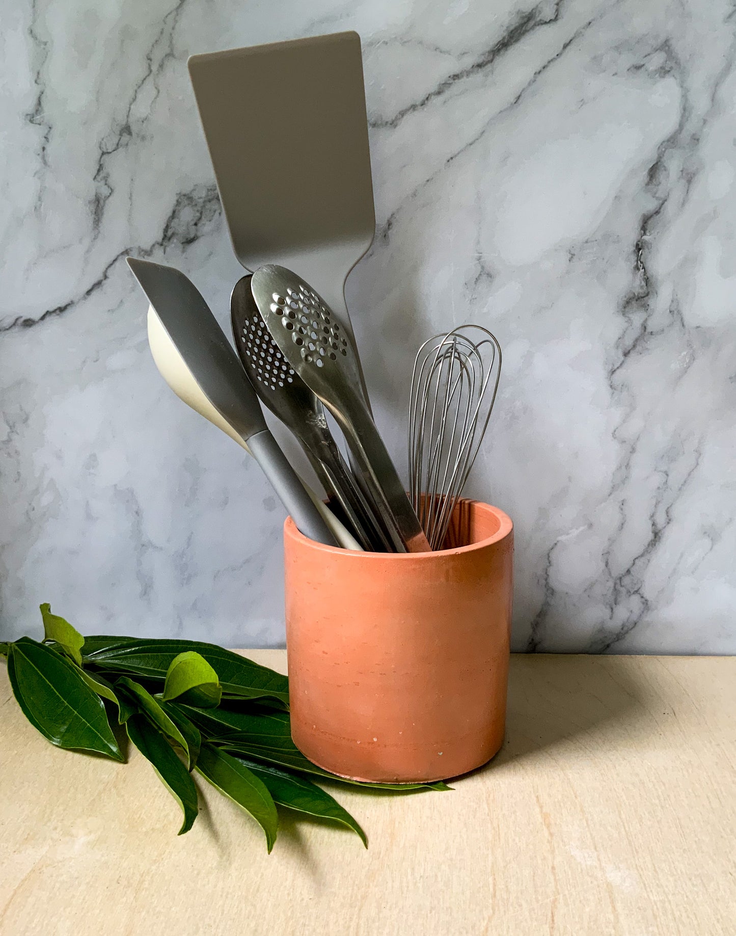 Industrial Concrete Kitchen Utensil Holder