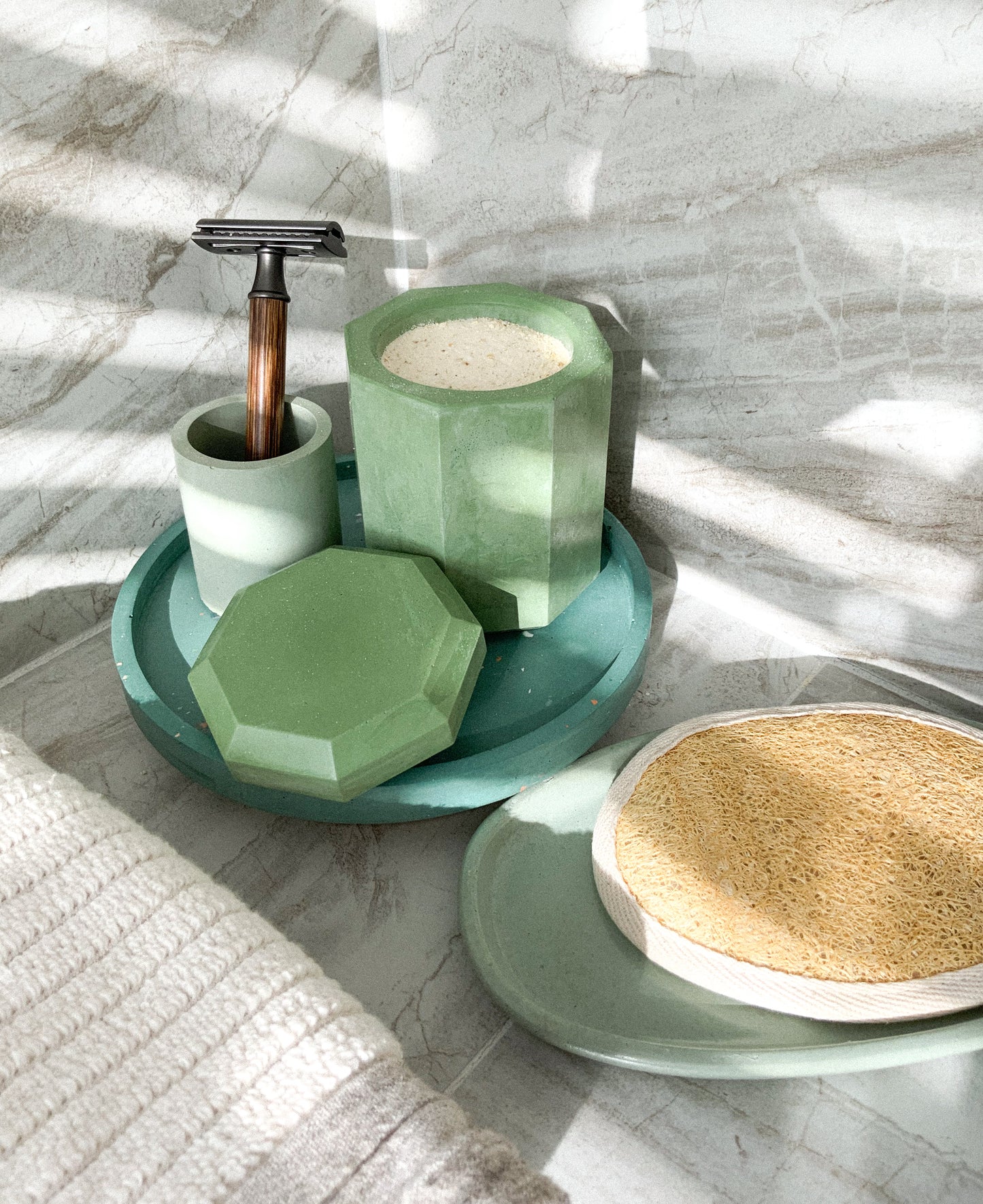 Storage Container stone | Gypsum Cement bathroom organizer | Jewelry Storage | Concrete Jar With Lid | Cotton pad storage