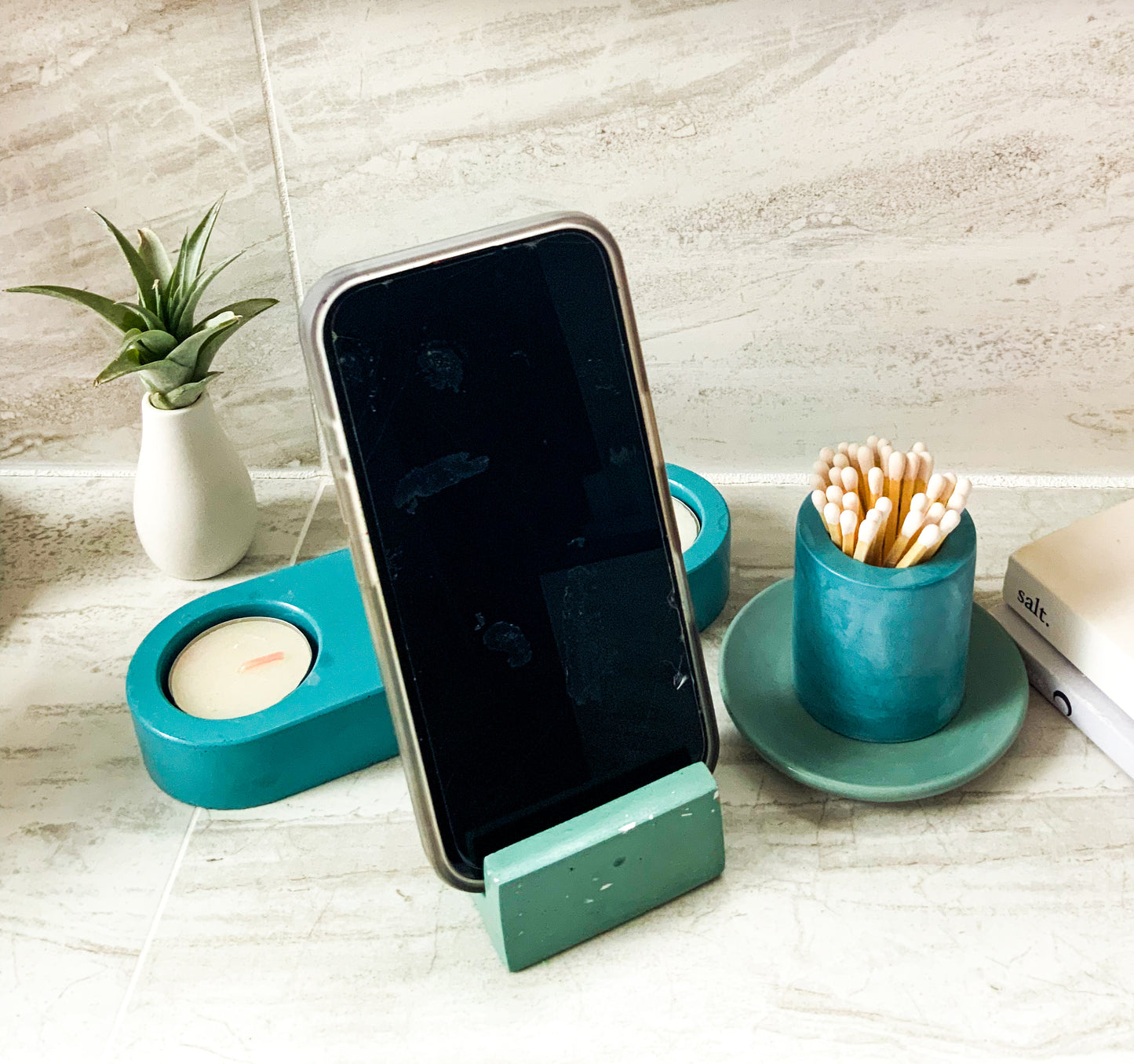 Personalized Mobile Phone Holder/ Cement Concrete Cell Phone Stand/ Cement iPhone stand/ Customized Office Gift | Add your logo